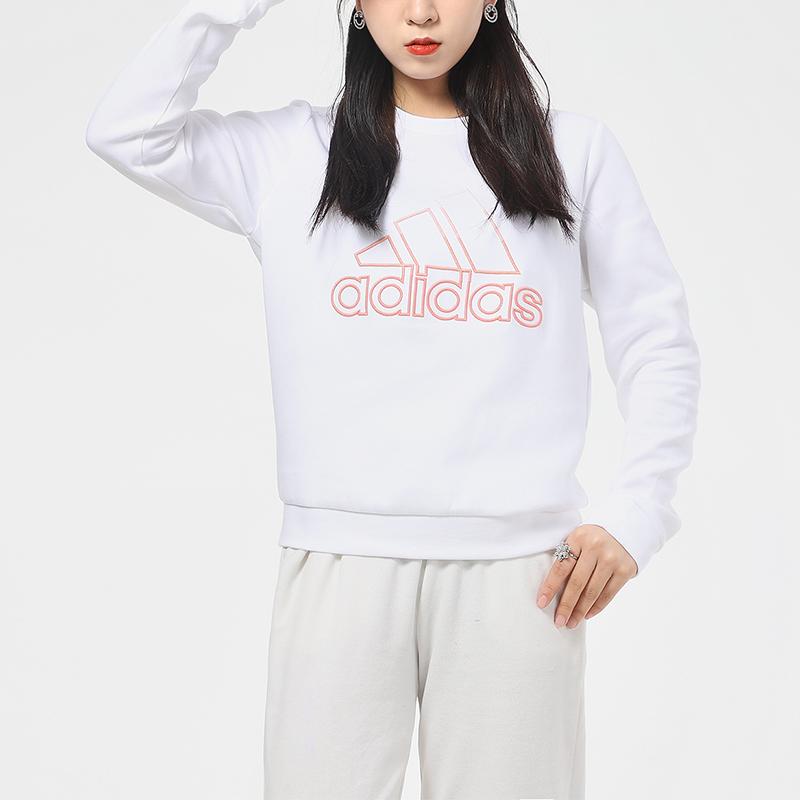 Adidas Fi Gfx Sweat Color Block Logo Crewneck Sweatshirt Women Sweatshirt White GP0702
