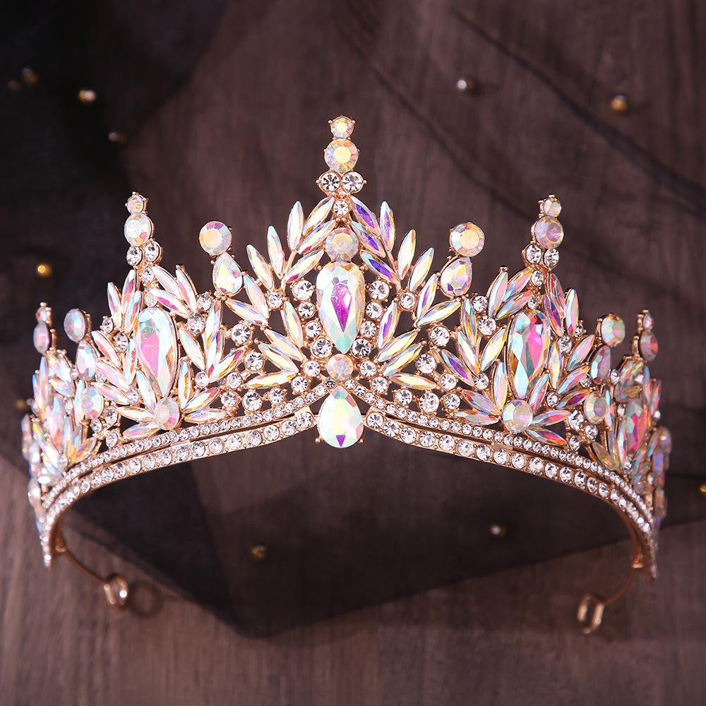 DIEZI Vintage Baroque Crystal Flower Tiara For Women Girls Party Luxury Bridal Bride Rhinestone Crown Hair Accessories Jewelry