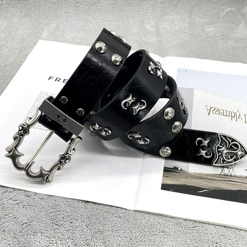 Y2K Gothic Belt Adjustable Rivet Waist Belt Versatile Punk Belt Unisex