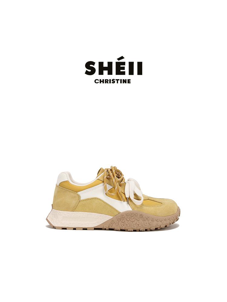 

Grape mother has the same inner height increase 2025 new leather German training shoes women s casual shoes white shoes Forrest Gump shoes sports sho 40 жёлтый