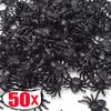 500/50pcs Black Mini Spider Horror Black Spider Simulation Haunted House Spider Decoration Kids Toy Halloween Party Decoration
