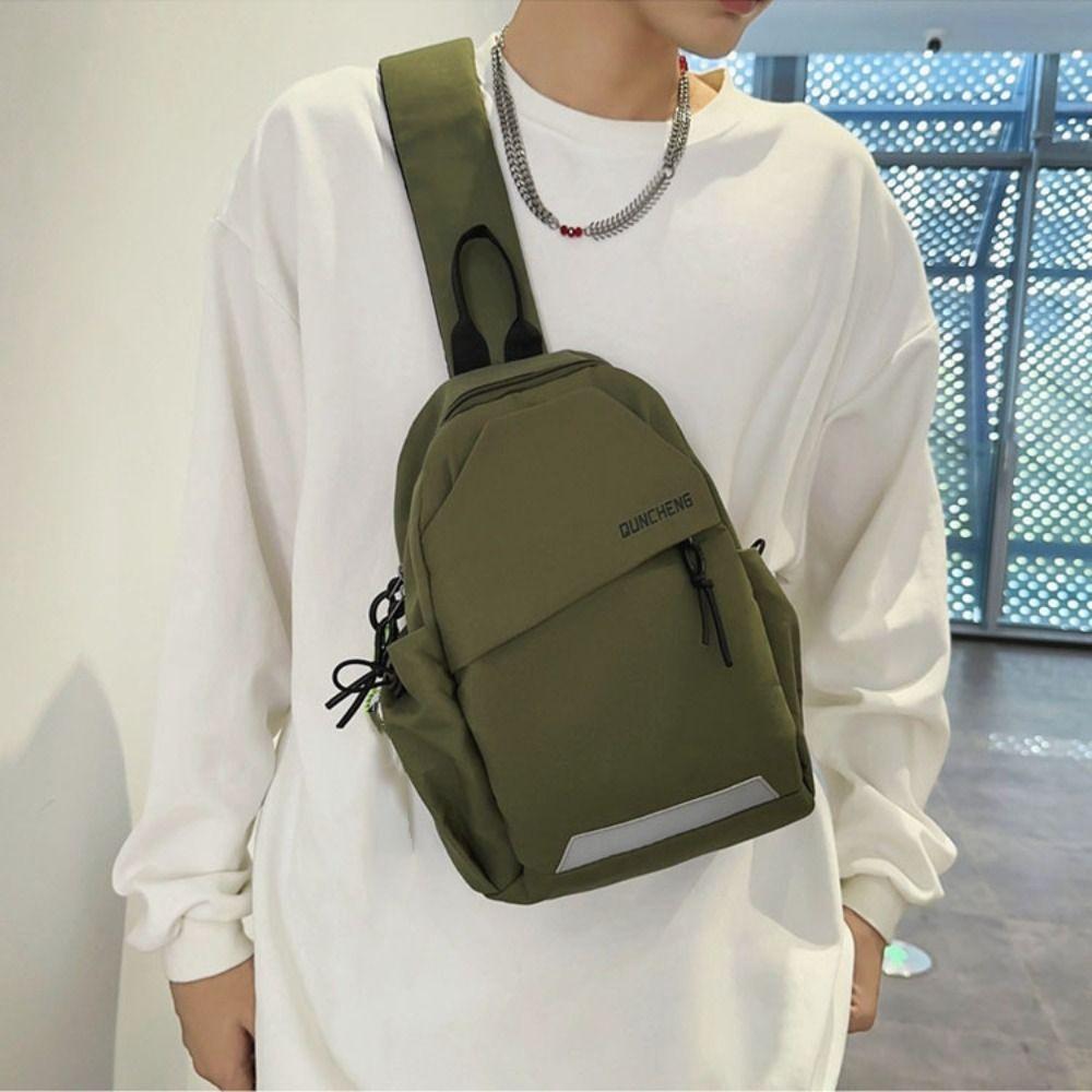 

Большая вместительная сумка через плечо, однотонный спортивный рюкзак, модная нейлоновая нагрудная сумка для мужчин