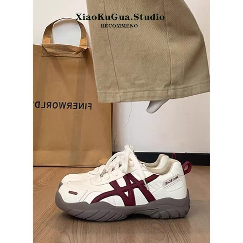 

thick-soled Forrest Gump training shoes women s 2025 new autumn versatile retro casual sports shoes soft-soled dad shoes 40 красный