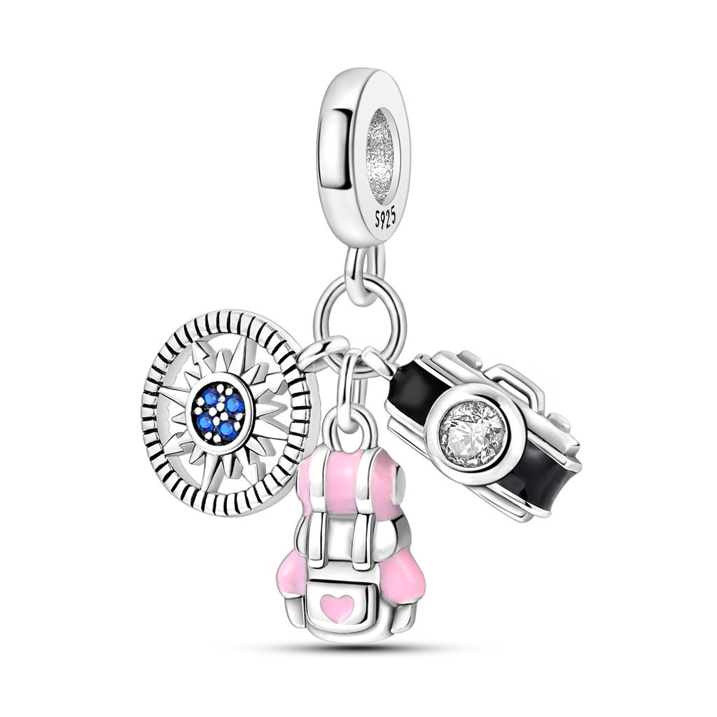 Fit Original Bracelet Plata Charms Copper Pink Colour Series Charms Cat Paw Beads For Women Girl Diy Party