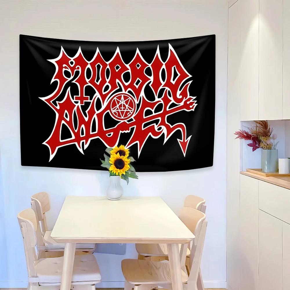 MMorbid Angels Heavy Rock Band Tapestry Polyester Digital Printing Background For Bedroom Wall Art Out Door Flag Concert Banner