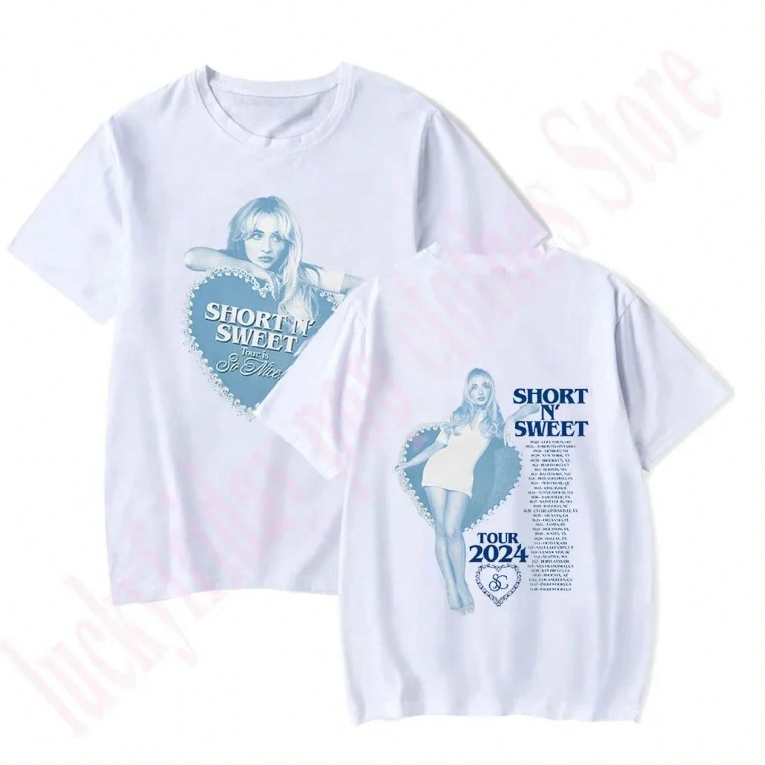 Short N Sweet Tour T-Shirt Merch Clothes Casual Print Short Sleeve Unisex Top S разноцветный