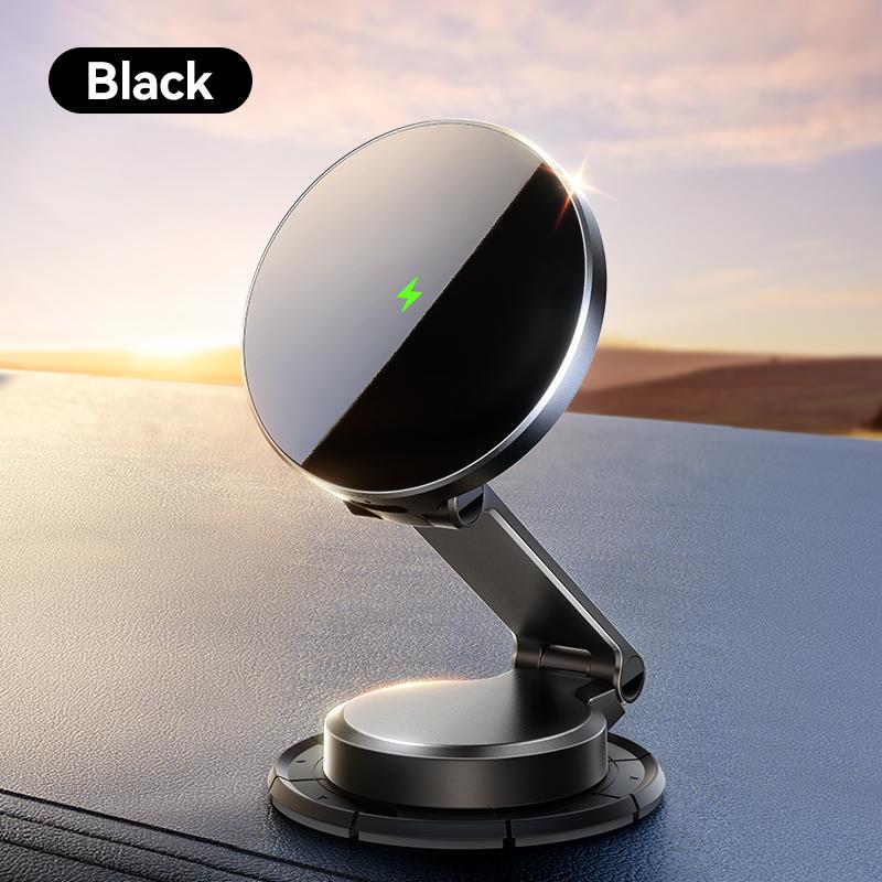 

Joyroom Magnetic Car Mount N55 Strong Magnet 15W Wireless Charging 360° Rotation Foldable Phone Holder Fast Car Charger JR-ZS408 чорний
