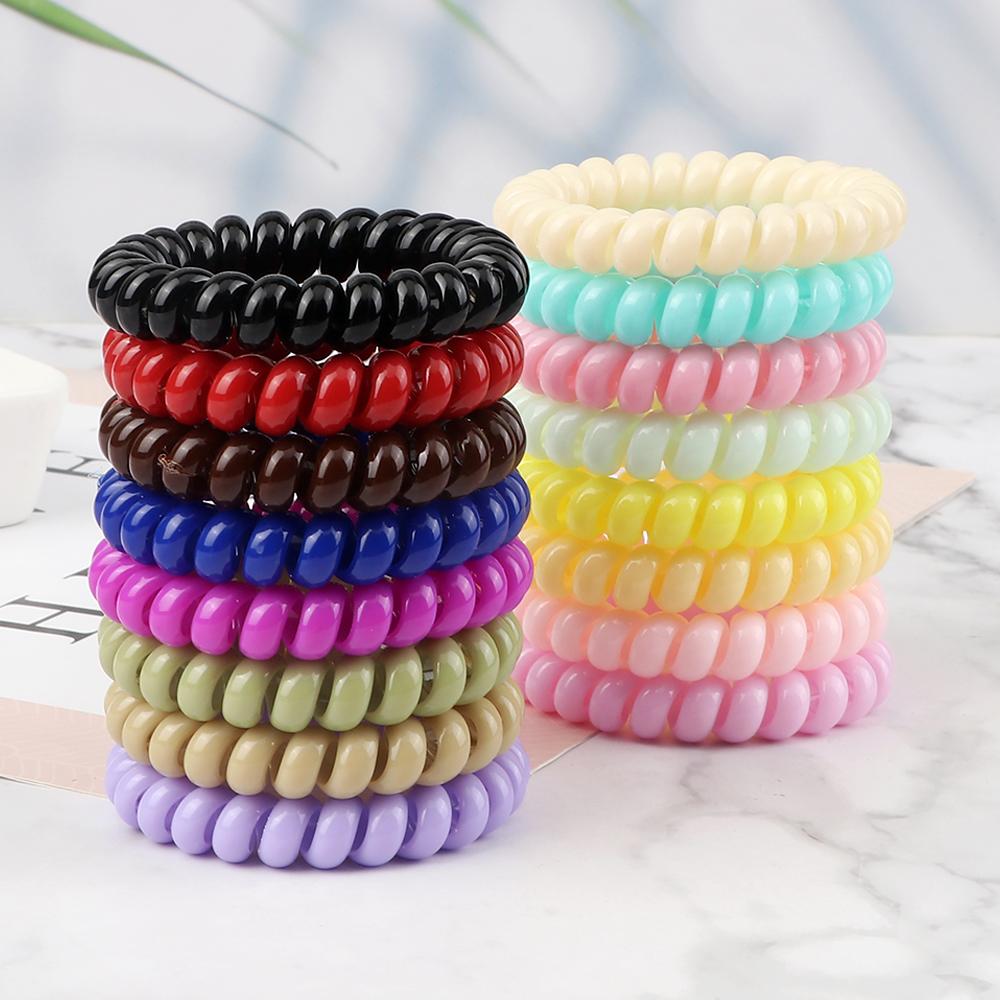 8PCS/Set Fashion Girls Telephone Wire Elastic Hair Bands Hair Ties for Women Ponytail Holder Hair Rope Accessories Gum