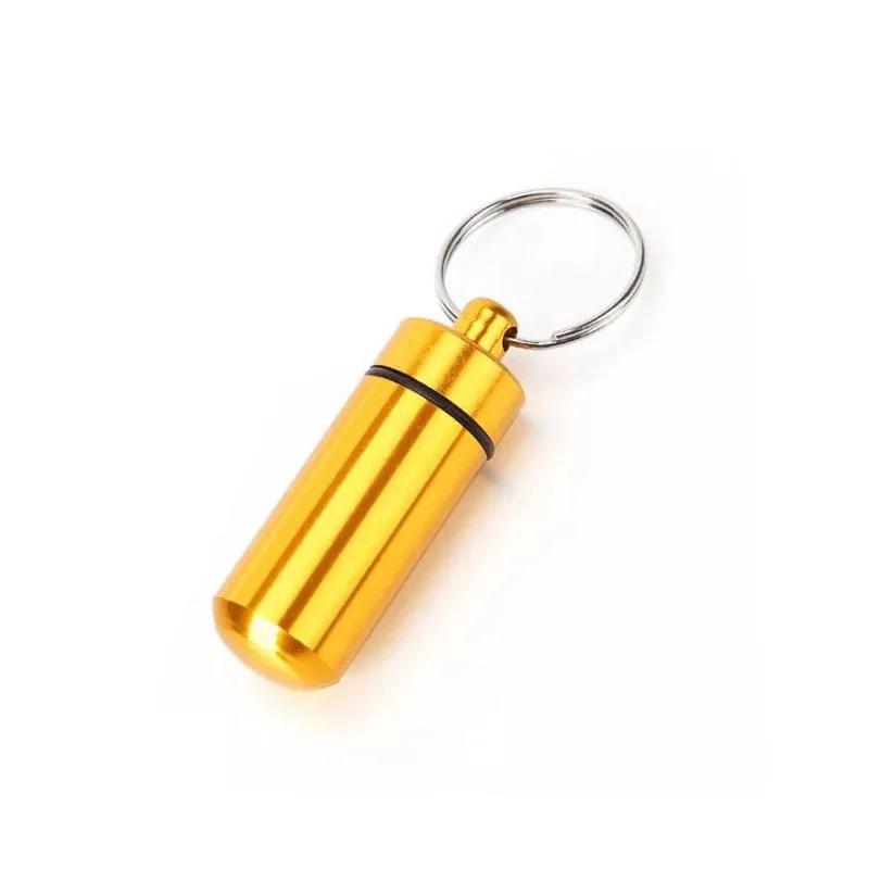 Mini Portable Pillbox Waterproof Sealed Bottle Small Metal Storage Container Medicine Tablet Adapter Trinket Case Cute Keychain