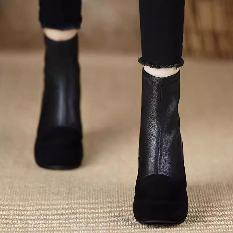 Fashion High Heels Women Ankle Boots Platform Fashion Shoes Casual Cozy Woman Boots 2025 Winter Designer Goth Chelsea Botas Femme Shoes