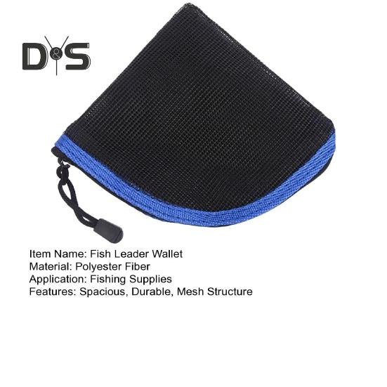 Brieftasche für Fliegenfischer-Vorfach, schwarzes Netzgewebe, Tasche für Vorfachschnüre, Aufbewahrungstasche für Salzwasser- und Süßwasserfischen