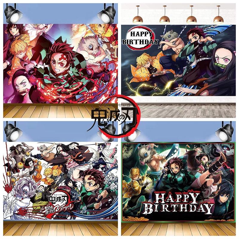 Tela de Fondo de Vinilo Temática de Demon Slayer Para Estudio Interior y Decoración de Fiestas Regalo Ideal Para Adolescentes