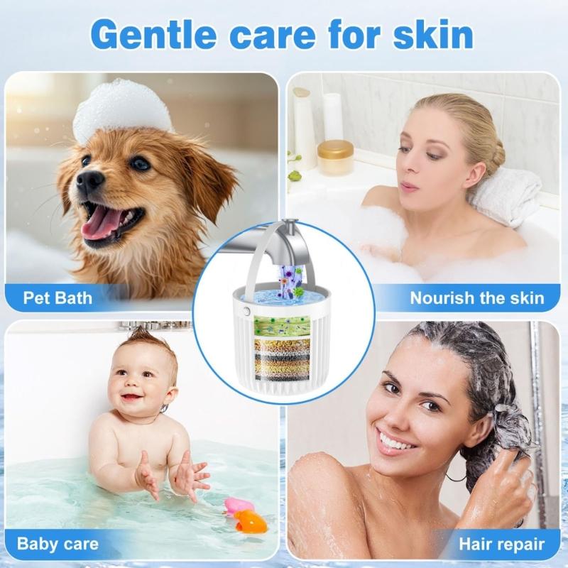Easy Carry ABS Shower Head Filter Easy Mount Designs Bath Water Purifiers Removes Impurities for Sensitive Skin Bathing