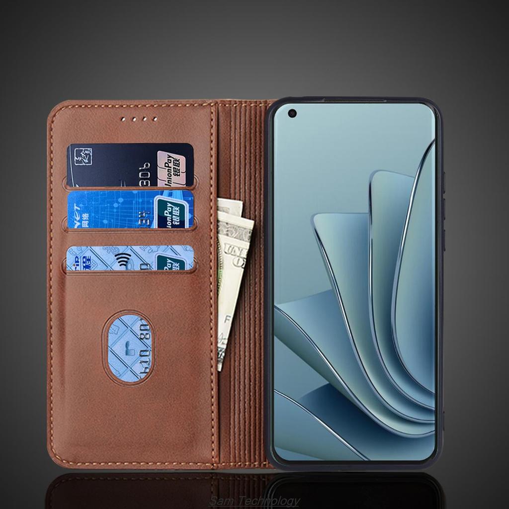 Magnetic Attraction Leather Case for Oneplus 10 Pro / One Plus 10 Pro Holster Flip Cover Case Wallet Phone Bags Fundas Coque