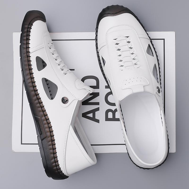 Fashion New Fashion Men Leather Casual Shoes Classic Mens Loafers Slip on Summer Flats Hollow Out Male Sandals Driving Shoes Moccasins