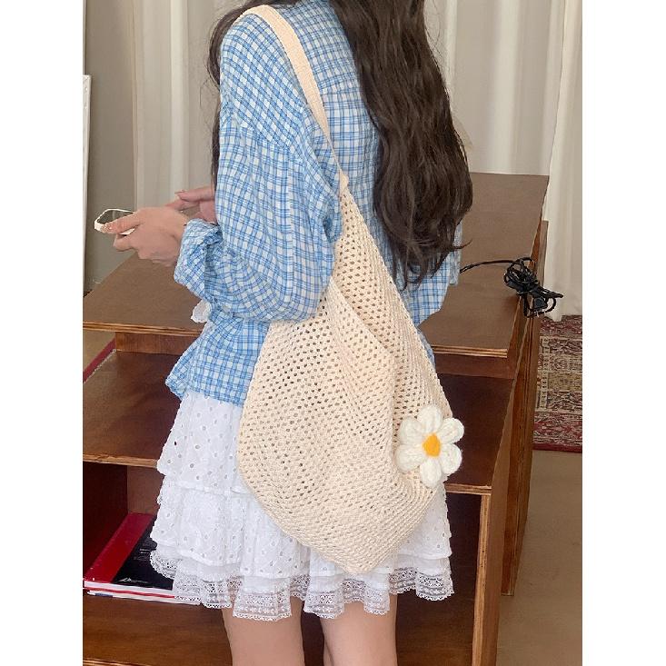 Cross-Border Super Popular Stylish Vacation Beach Bag for Women 2025 New Fashionable Knitted Shoulder Bag Versatile
