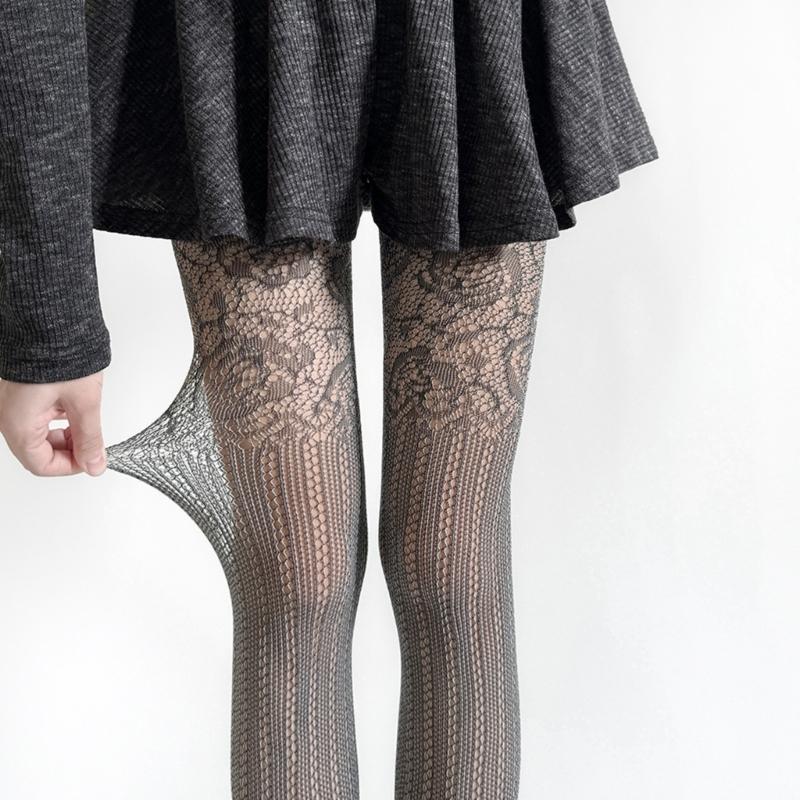 Women's Vintage Lace Jacquard Fishnet Tights with Irregular Floral Pattern Pantyhose for Party Nightclub or Date Outfits