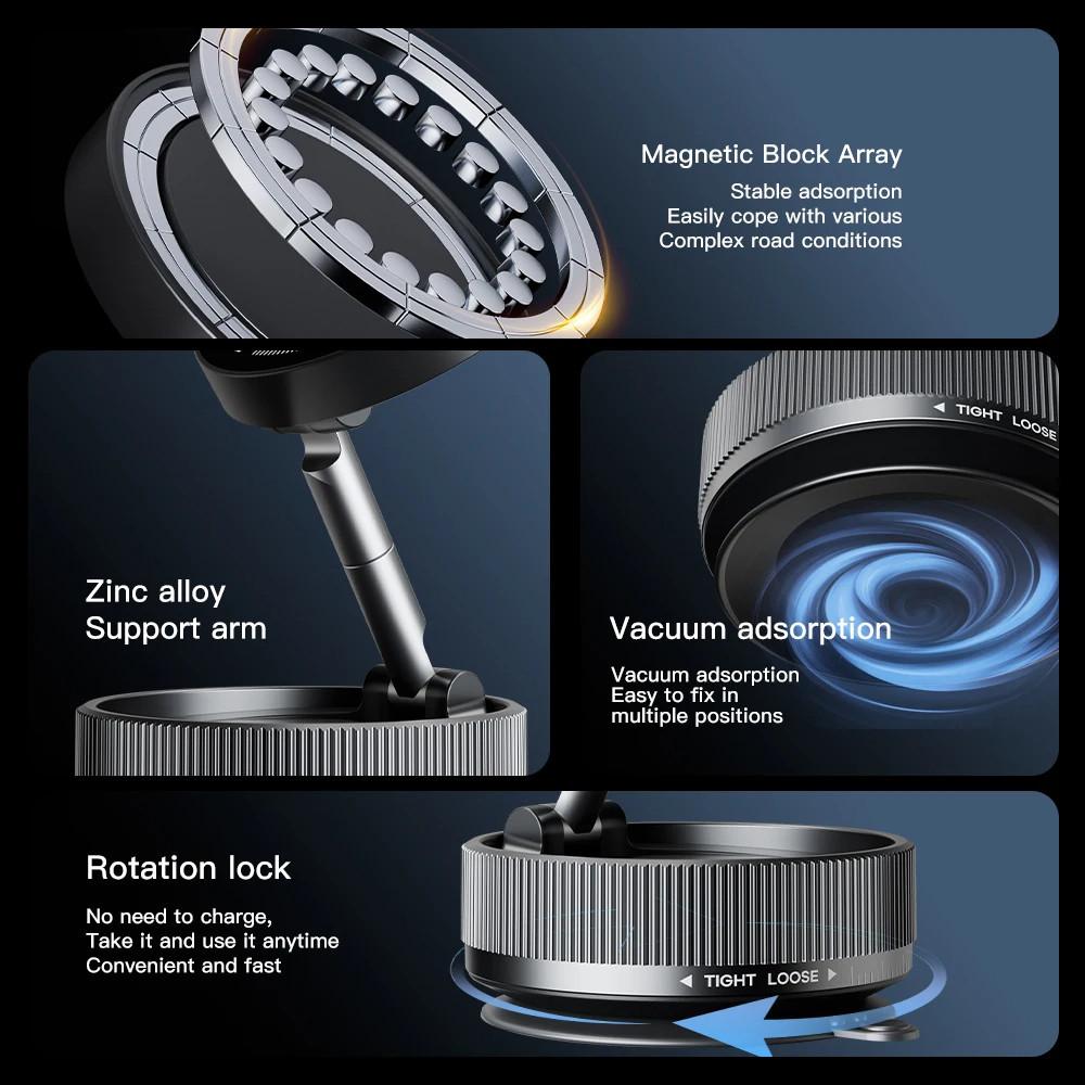 360° Rotation Vacuum Magnetic Suction Cup Folding Phone Stand Universal Phone Holder For iPhone 16 15 14 13 Pro Max
