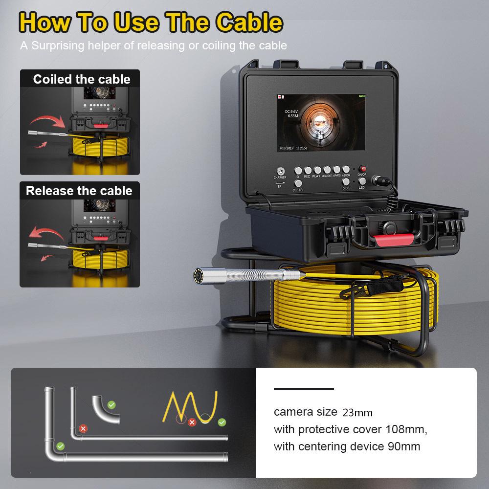 7-inch Screen Self-Leveling Sewer Endoscope with Meter Counter & 512Hz Transmitter for Pipe Inspection