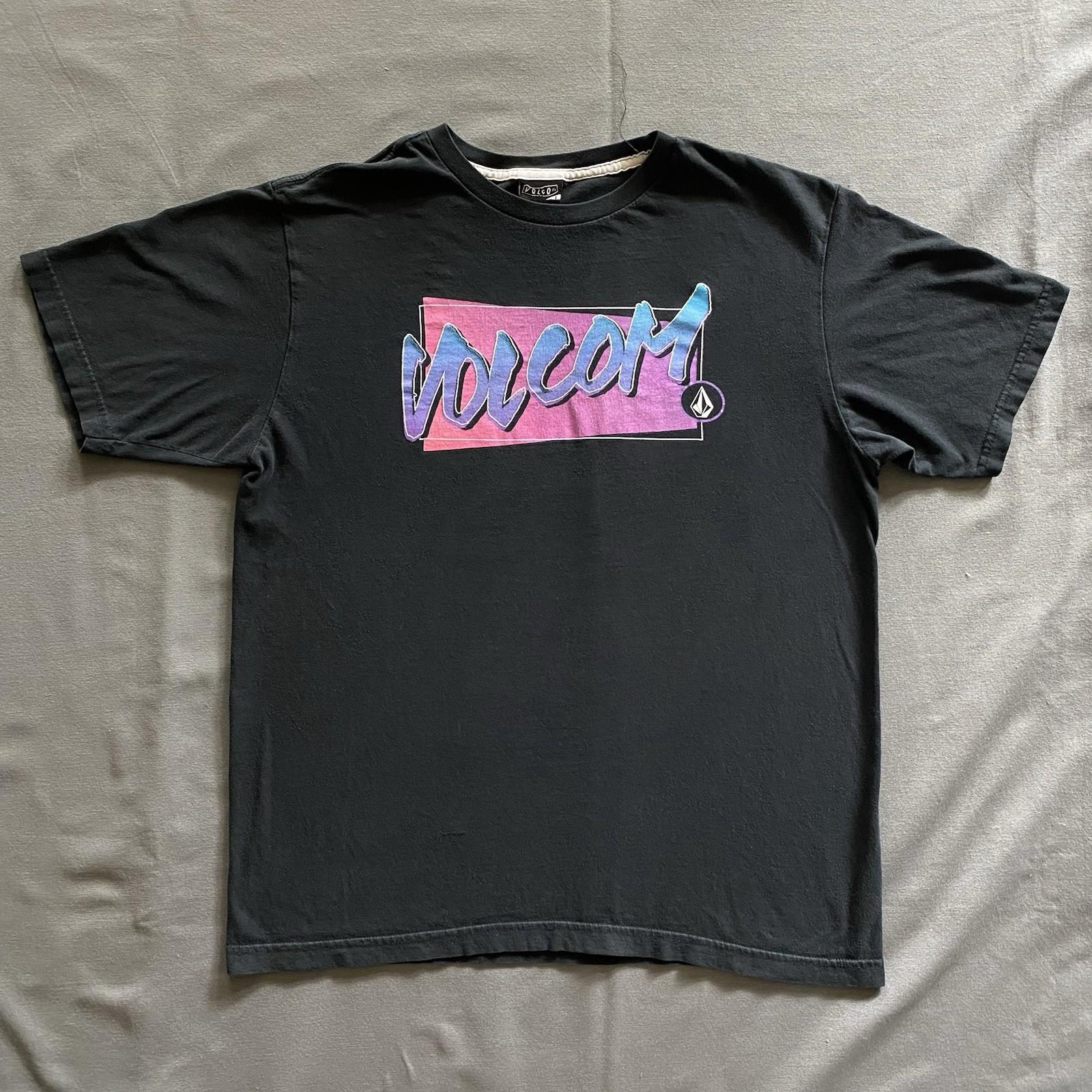 2010s Volcom T Mens Large Black Box Logo Skate Streetwear Volcom Stone Unisex T-Shirt L