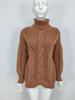 2025 Autumn/Winter Women's College Style Chunky High Neck Cable Knit Pullover Sweater
