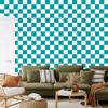 Checkerboard wallpaper, turquoise background, turquoise center, 50x1000