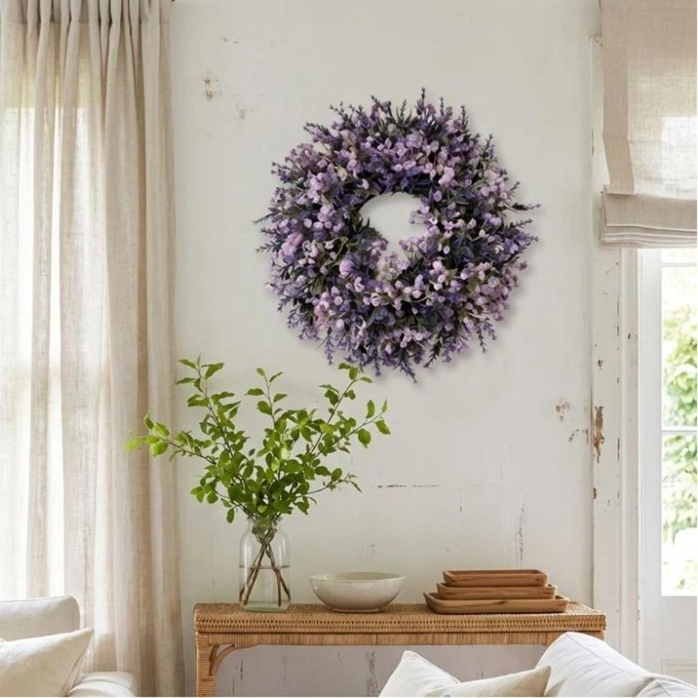 Lifelike Artificial Lavender Wreath Fresh Simulated Garland Spring Wreath  Front Door