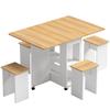 Folding Dining Table and 4 Chairs Set, Oak and White