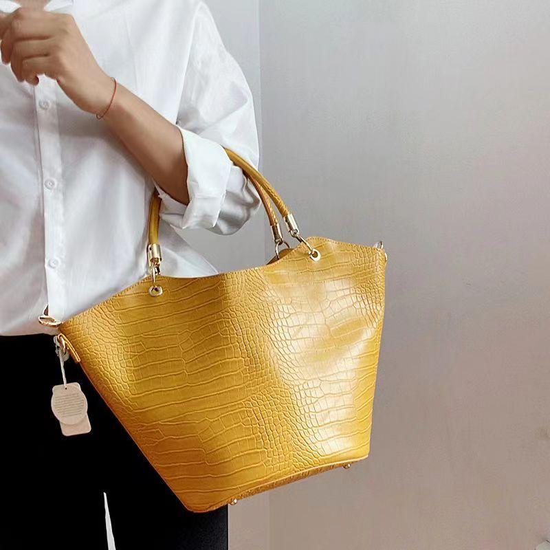 2Pcs Fashion Original High Quality Luxury Purse Large Capacity Dumpling Handbag Lady Shoulder Crossbody Bucket Bags Mother Pack (30cm Max Length 50cm)