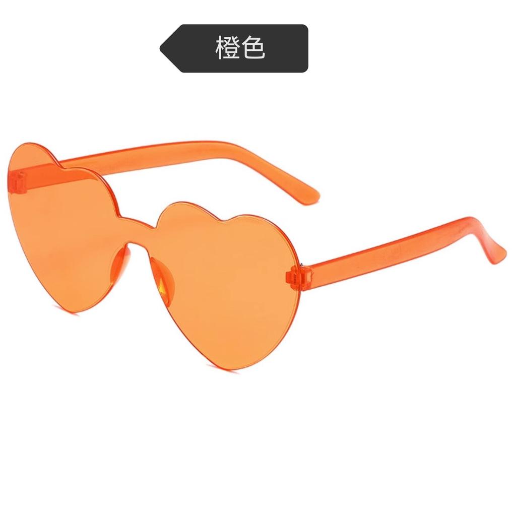 Peach Heart Sunglasses Love Glasses Trend Frameless One-Piece Marine Film Dazzling Color Sunglasses