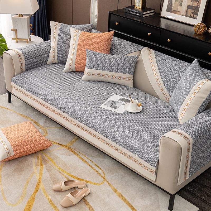 Pernă de canapea din chenille Four Seasons Husă universală anti-alunecare Pânză ușoară Husă de canapea din piele de lux