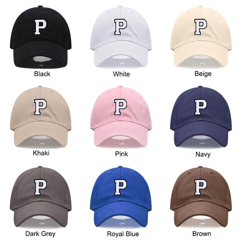 Initial Letter A-Z Embroidery Baseball Cap For Womne Men High Quality Soft Cotton Fashion Team Sport Visors Snapback Caps