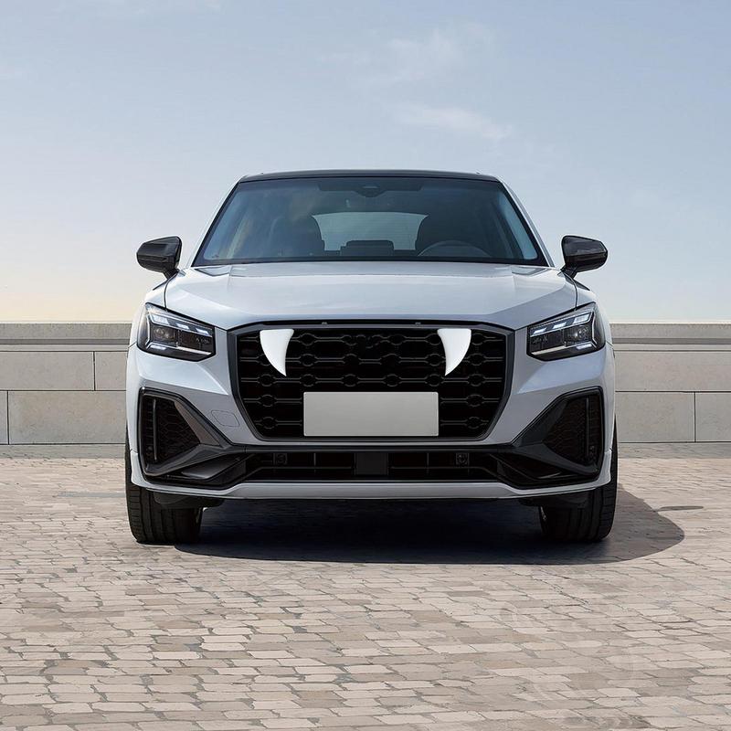 Halloween Car Vampire Teeth Decoration 3D Car Teeth Vampire Teeth Car Decor White Devil Horns Waterproof Bumper Decor