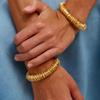 Vintage Metal Lava Texture Stainless Steel Open Bracelet Gold Plated Round Circle Stackable Fashionable Jewelry Accessories