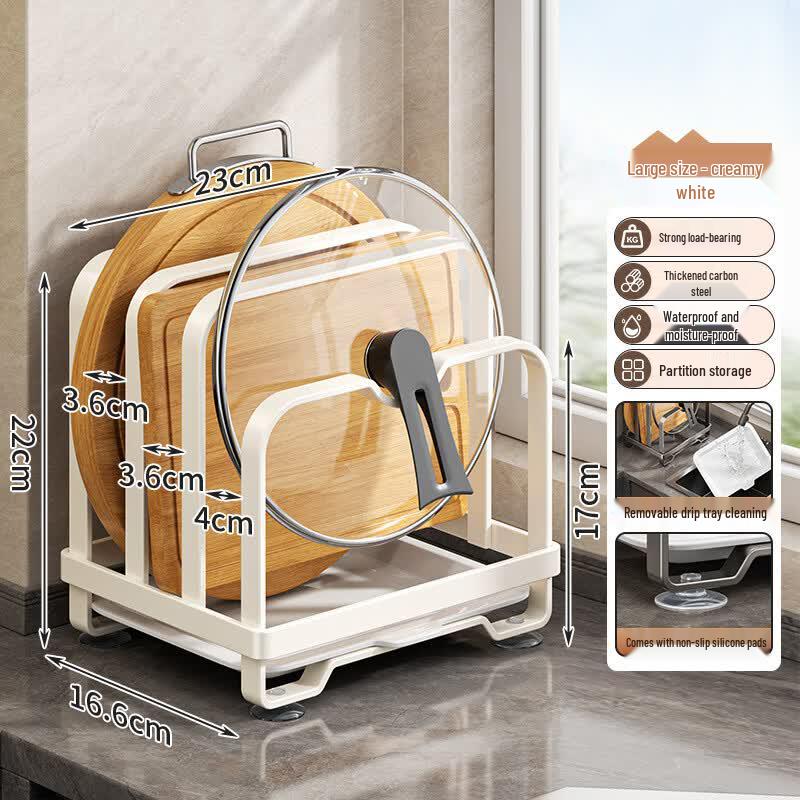 Multifunctional Kitchen Pot Lid & Chopping Board Rack