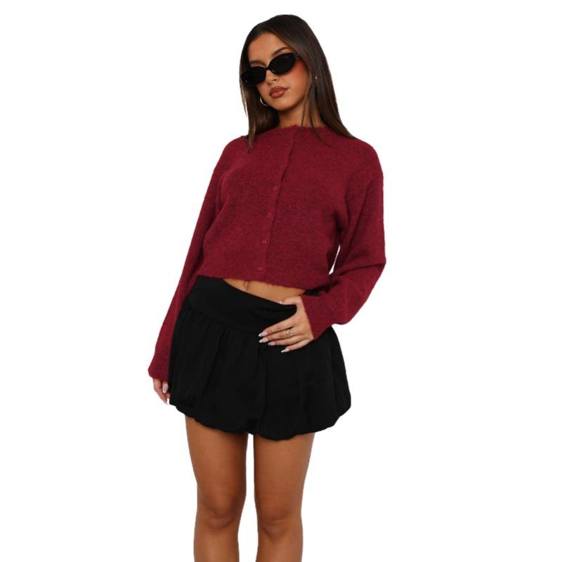 Women's Comfortable Casual Solid Color Knitted Cardigan Short Coat