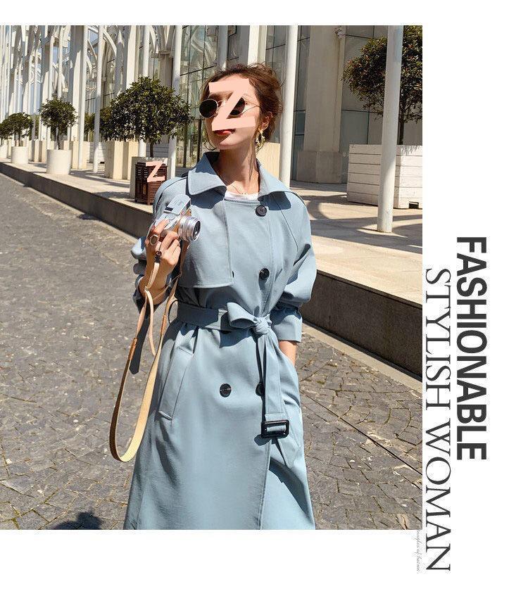 Women's Mid-Length Korean-Style Loose Trench Coat - British Design, Spring & Autumn 2025 Trend