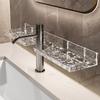 Wall-Mounted Luxury Bathroom Organizer: Punch-Free Washbasin Faucet & Mirror Cosmetics Storage Rack