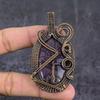 Améthyste Sauge Pendentif Bijou Enveloppé de Fil de Cuivre Fait Main 2.80" y3s65