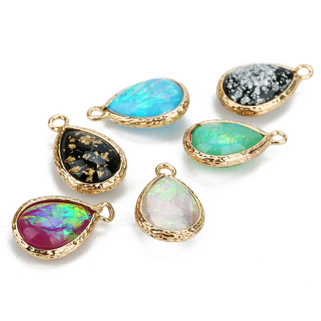 5Pcs/lot Resin Charm Beads Imitation Opal Water Drop Shape Pendant for Jewelry Making DIY Necklace Bracelet Earring Accessories