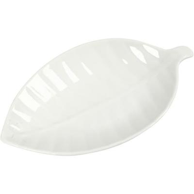 Ceramic Plate - Creotime - Leaf Shape - 24 Cm - White Color - Unisex