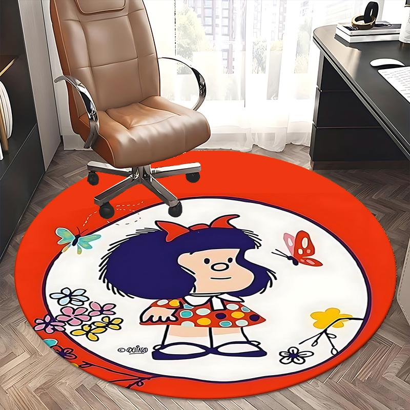 Alfombrilla para Silla Mafalda - Alfombra Redonda para Decoración del Hogar, Uso en Oficina, Sala de Estar