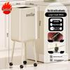 High-End Wheeled Trash Can with Lid: No-Bend, Press To Open, Light Luxury Design for Kitchen & Living Room