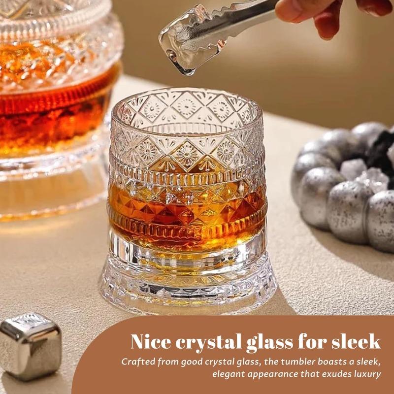 280ml Rotating Whiskey Glass Crystal Rum Glass Cocktail Party Drinking Gift Creative Crystal Premium Beer Glass