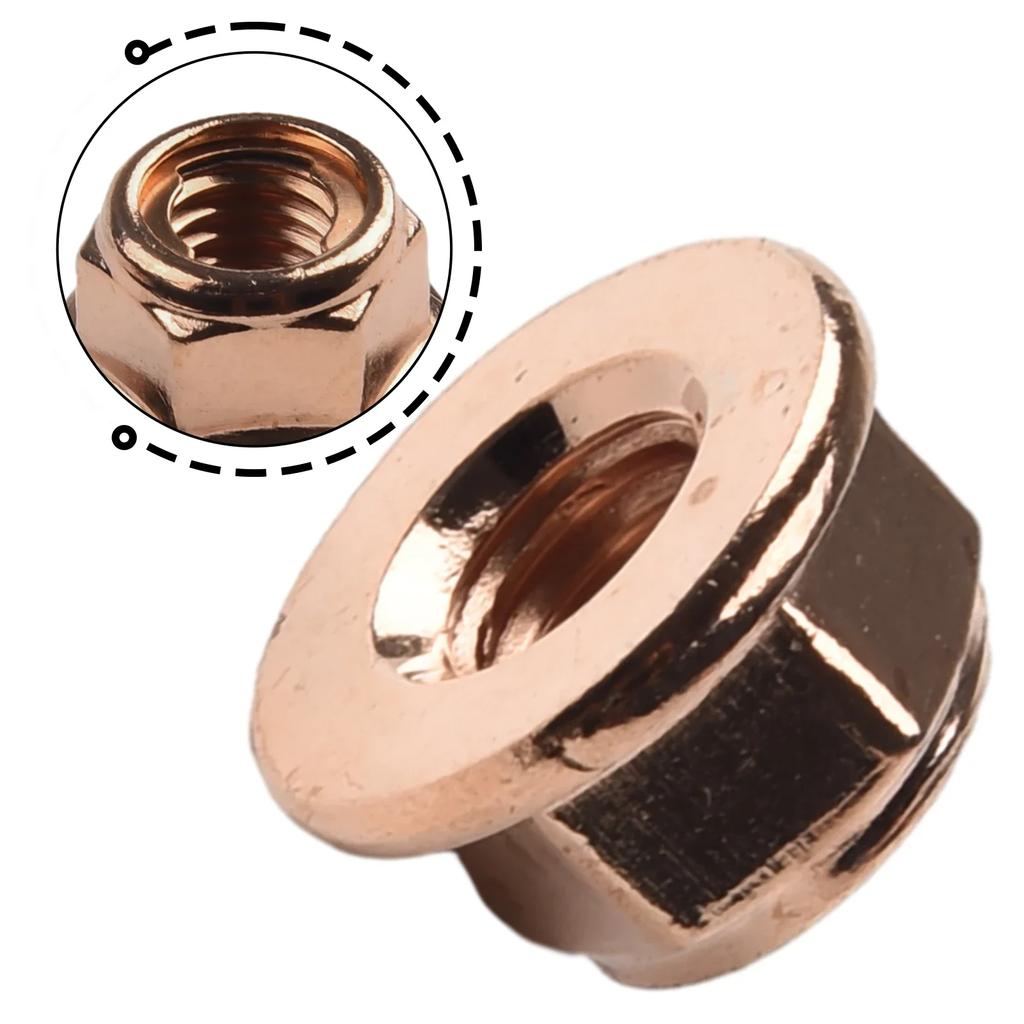 1pcs Copper Exhaust Nuts M8 Copper-plated Heads Stud Locked Nuts Copper Bolts Screws Bolt Screws Turbo Exhaust Stud Hex