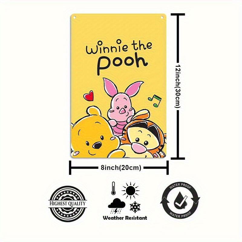Disney Winnie the Pooh Metal Wall Art - 20.32x30.48 Cm, Vibrant Cartoon Decor Featuring Tigger, Piglet, Eeyore & More, Durable M