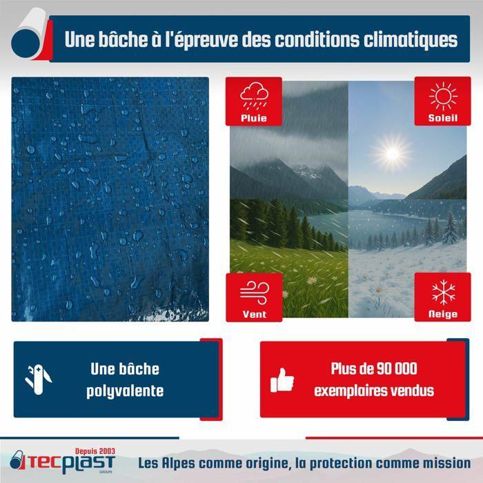 TECPLAST Bâche Bois 2x3 m SR150BO Bleue et Verte - Haute Qualité - Bâche de protection imperméable pour Bois de chauffage