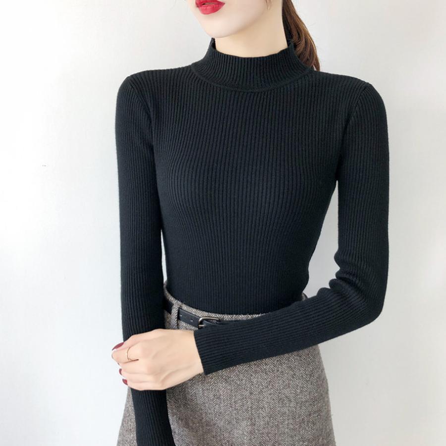 Half Sleeve Knit Sweater Women's Pullover Autumn New Inner Wear Base Layer Candy Top Women