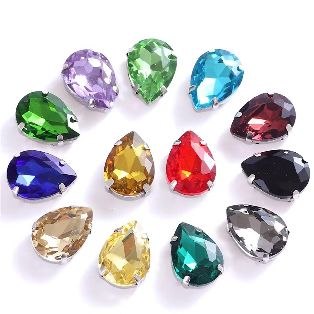 50 ks/balení Našívací skleněné křišťálové kameny Diamantové korálky Ozdoba DIY Oděv Oblečení Boty