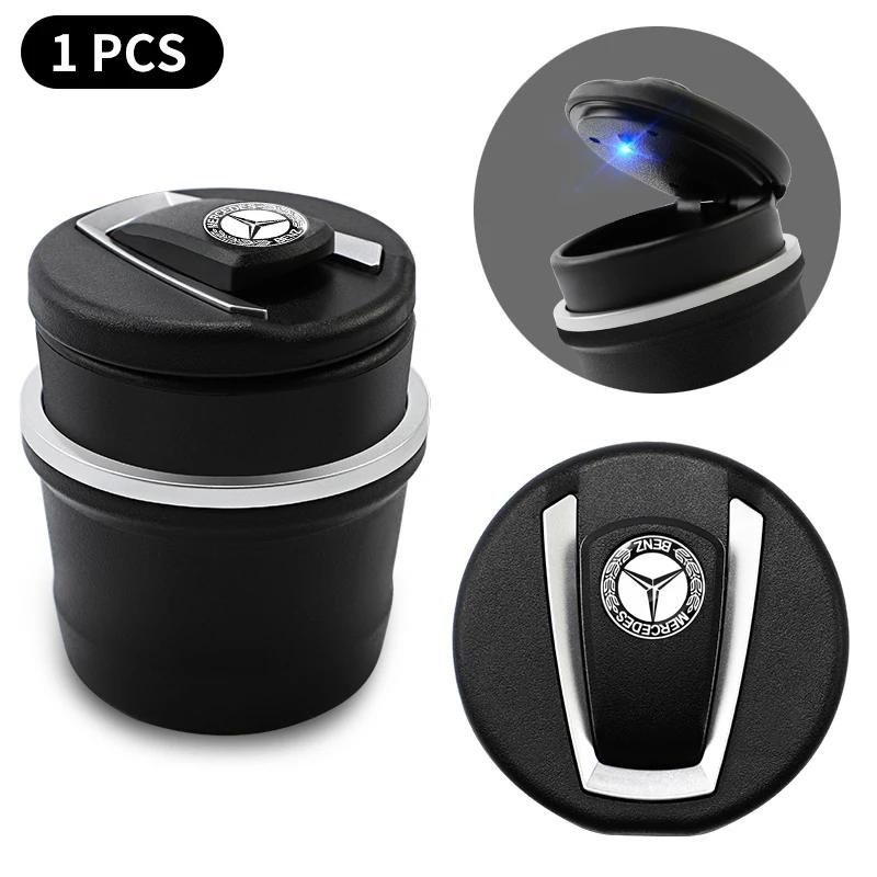 Car Cigarette Ashtray Cup With Lid With LED Light Portable For Mercedes Benz A180 A200 A260 W203 W210 W211 W204 C E S CLS